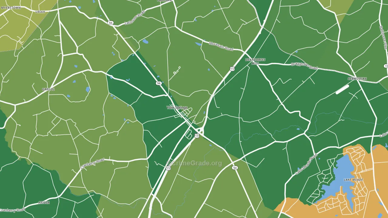 York Springs, PA Map of Vehicle Theft Rates