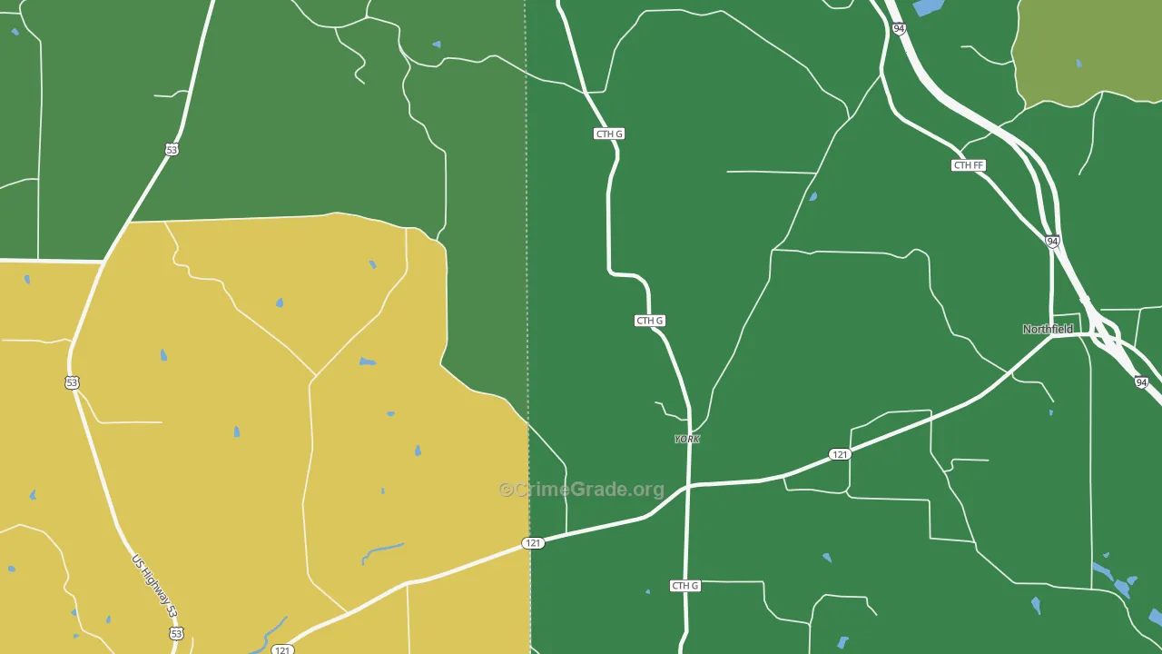 York, WI Map of Vehicle Theft Rates
