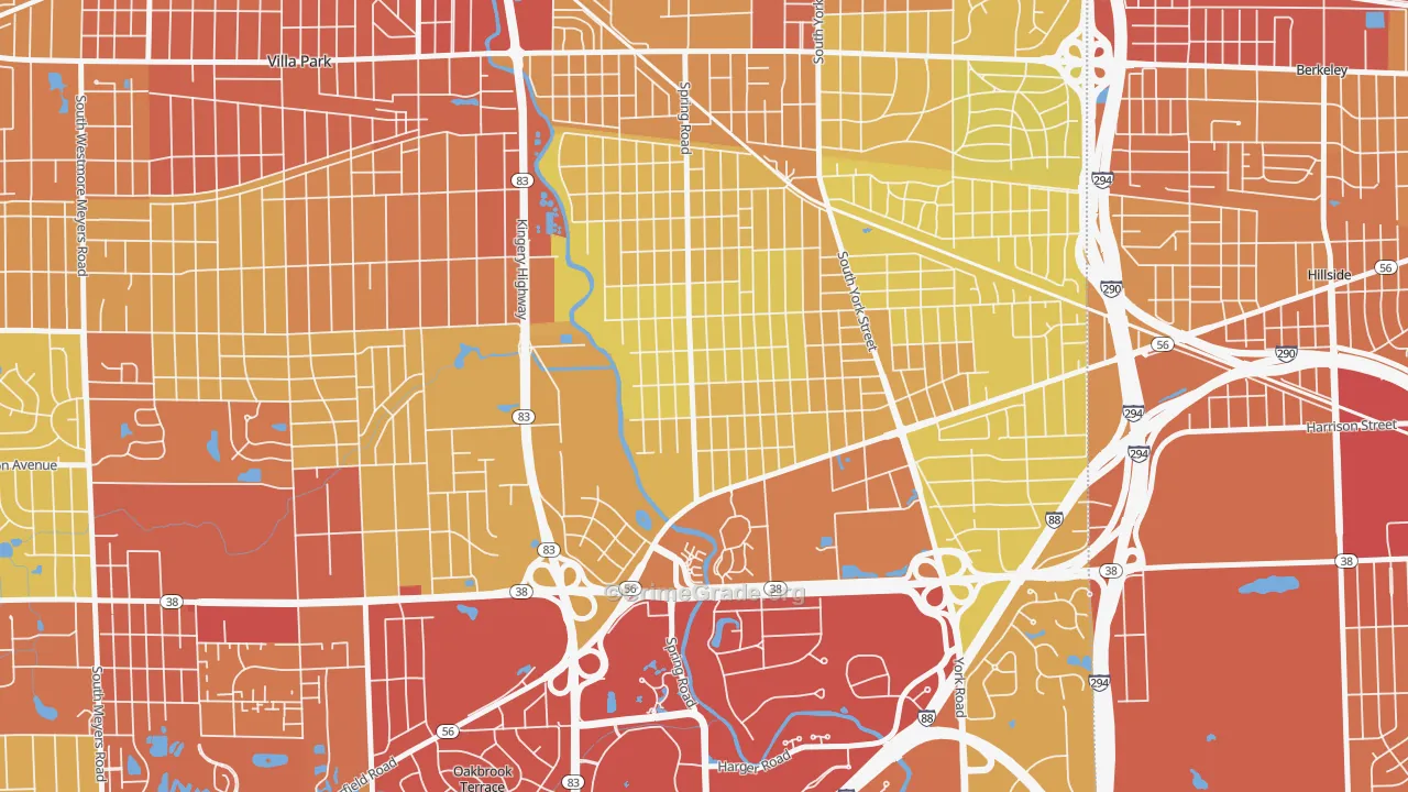 Yorkfield, Elmhurst, IL Map of Vehicle Theft Rates
