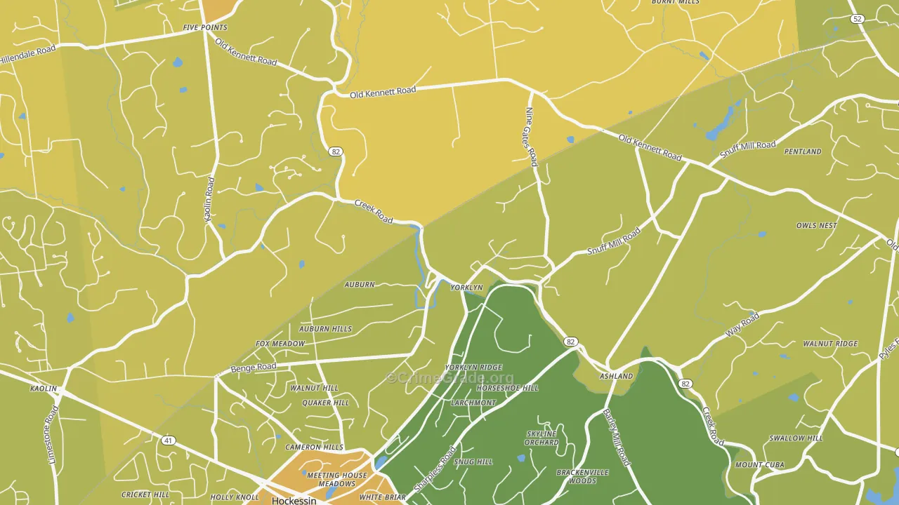 Yorklyn, DE Map of Vehicle Theft Rates