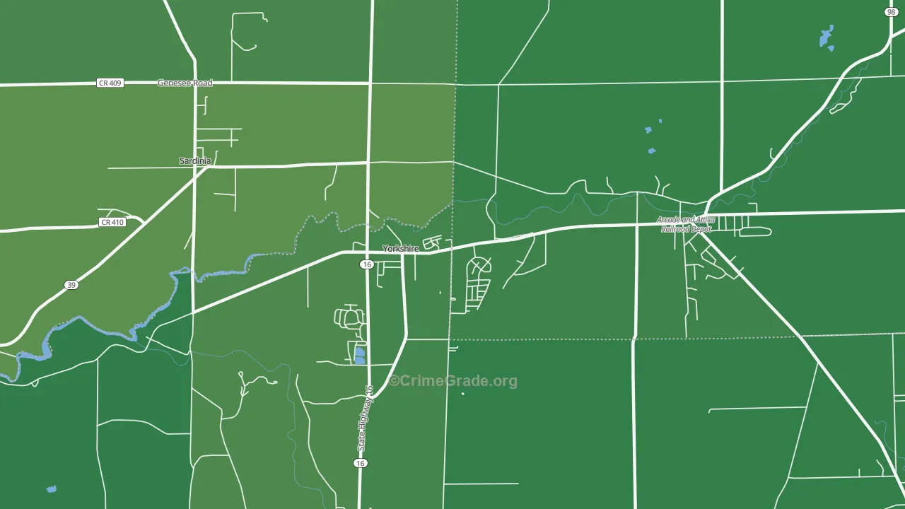 Yorkshire, NY Map of Vehicle Theft Rates