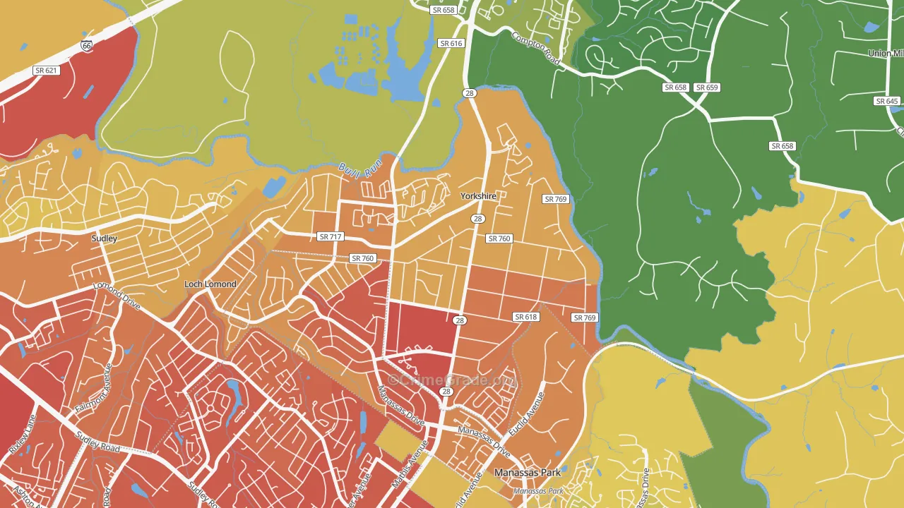 Yorkshire, VA Map of Vehicle Theft Rates