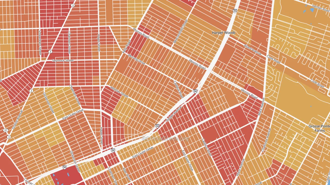 Yorkshire Woods, Detroit, MI Map of Vehicle Theft Rates