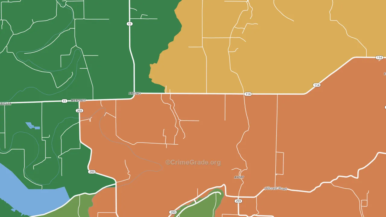 Yorktown, AR Map of Vehicle Theft Rates