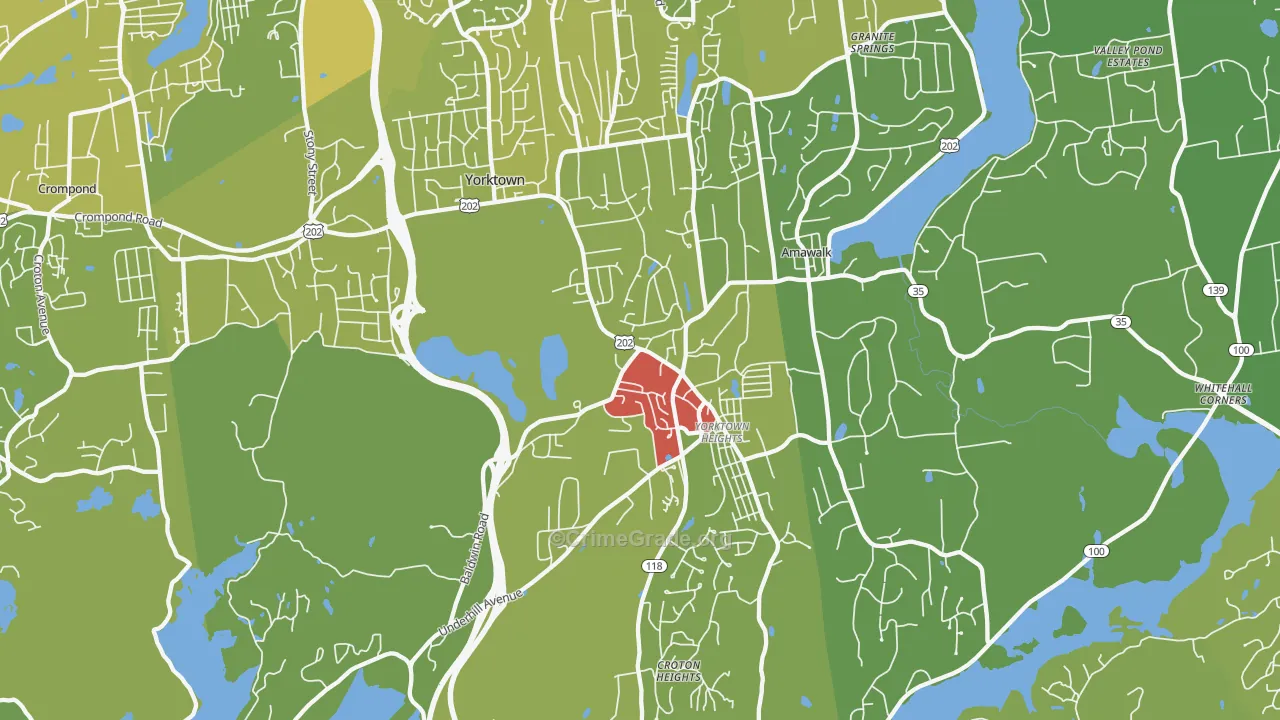 Yorktown Heights, NY Map of Vehicle Theft Rates