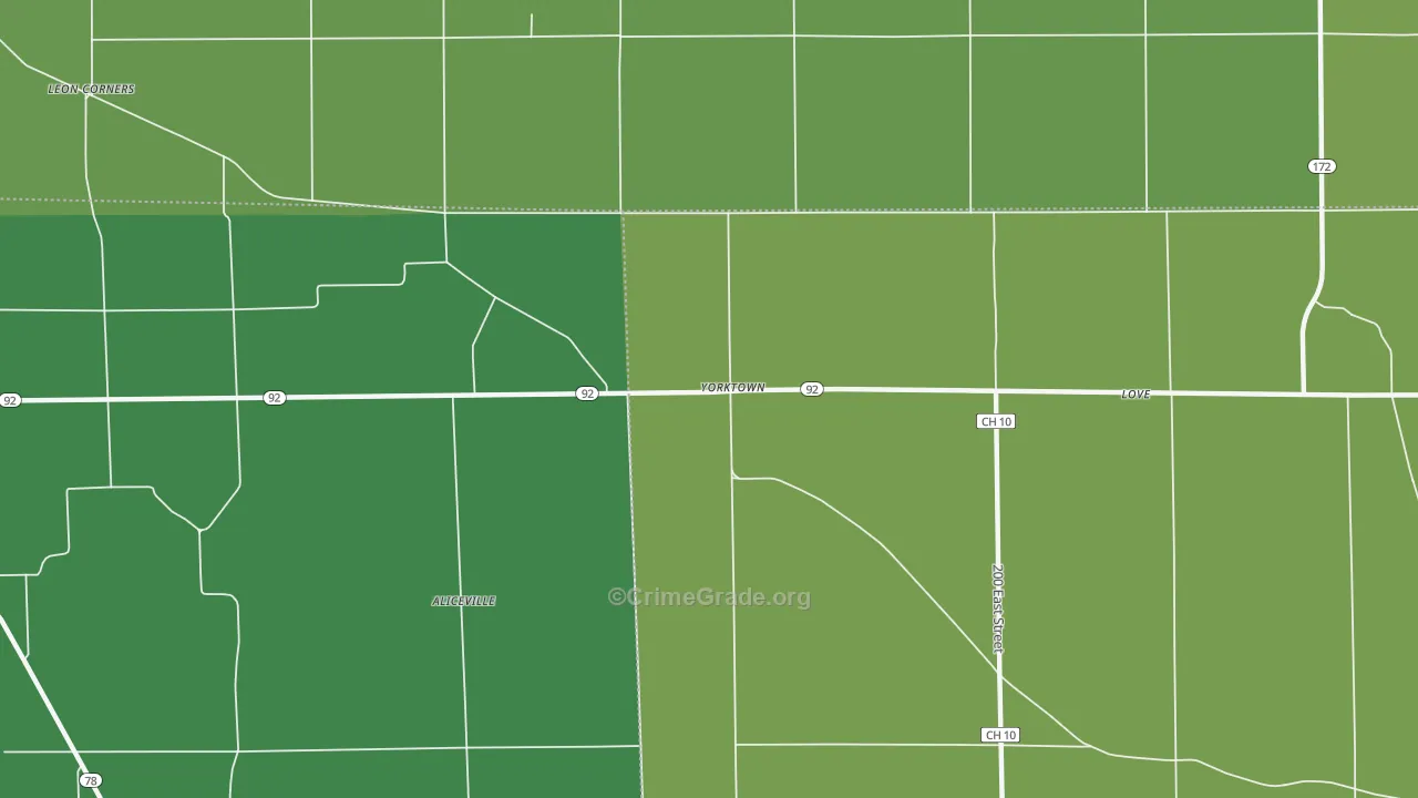 Yorktown, IL Map of Vehicle Theft Rates
