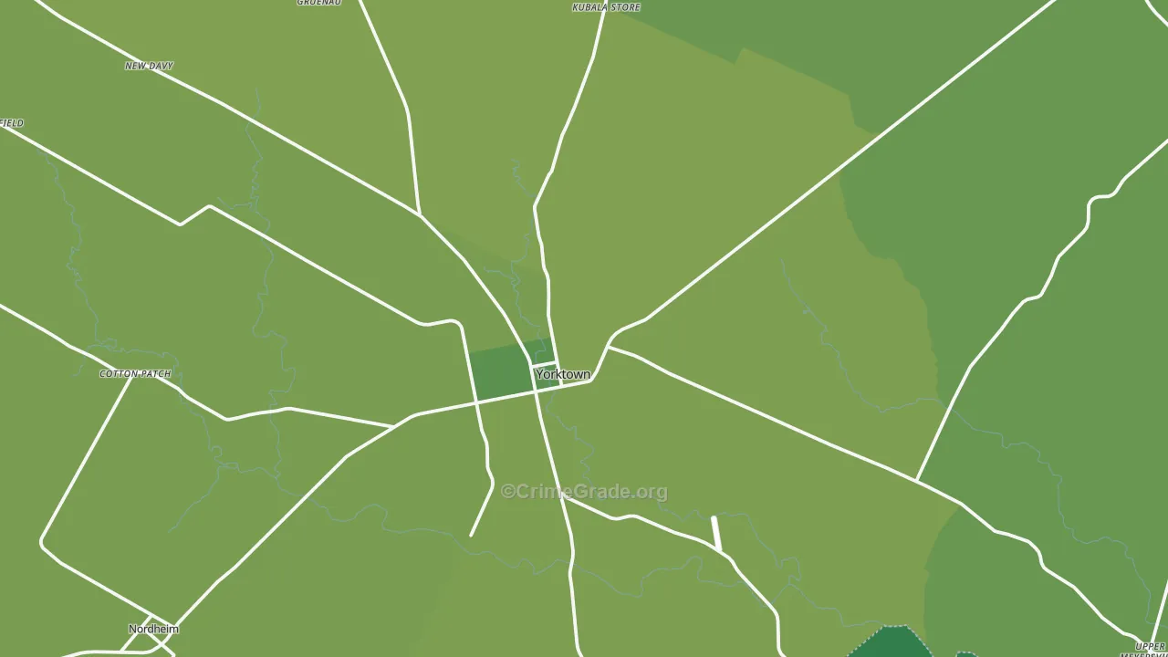 Yorktown, TX Map of Vehicle Theft Rates