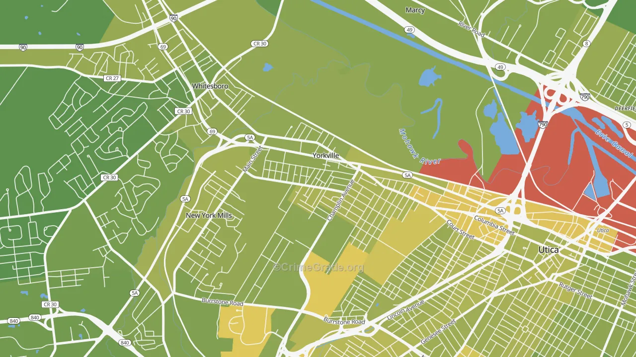 Yorkville, NY Map of Vehicle Theft Rates