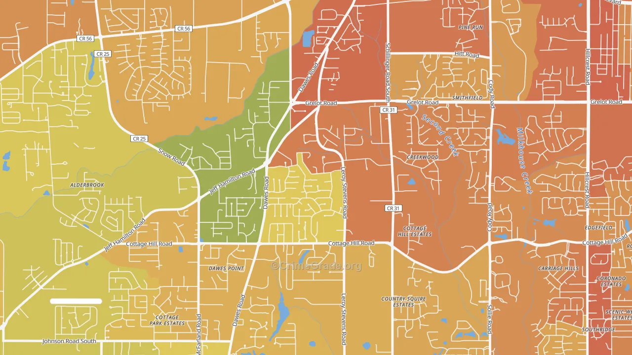 Yorkwood, Mobile, AL Map of Vehicle Theft Rates