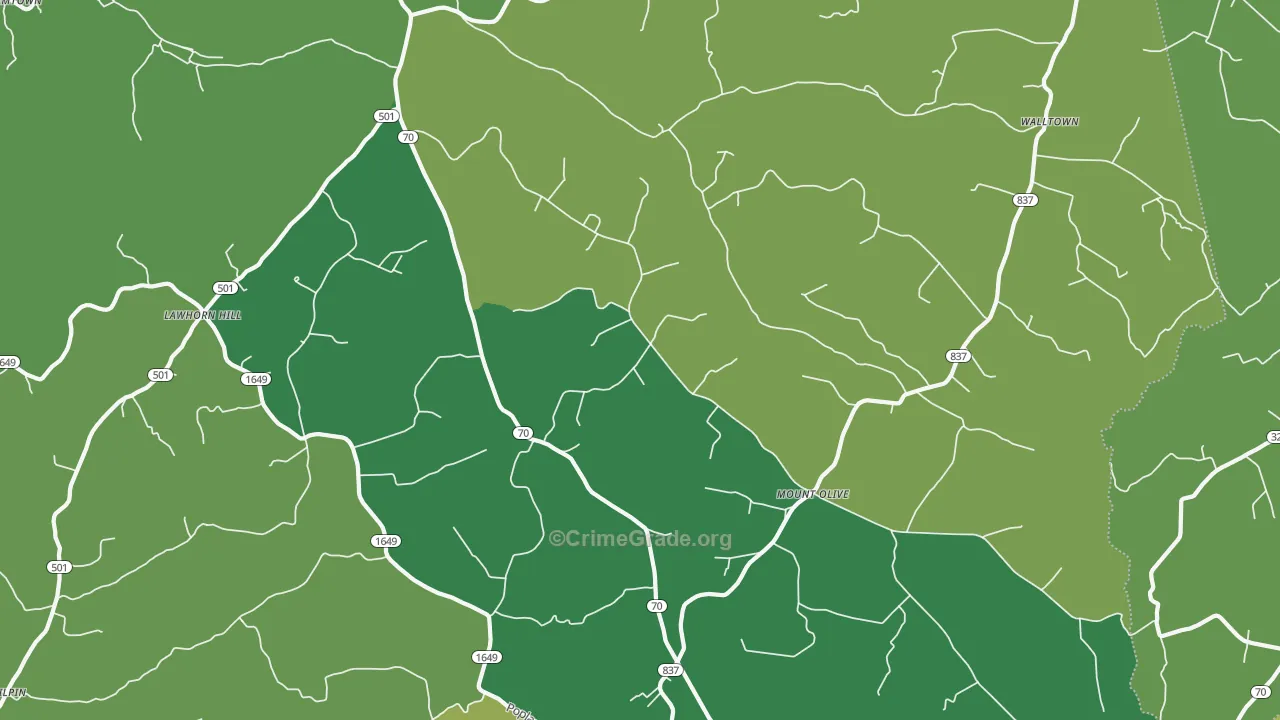 Yosemite, KY Map of Vehicle Theft Rates