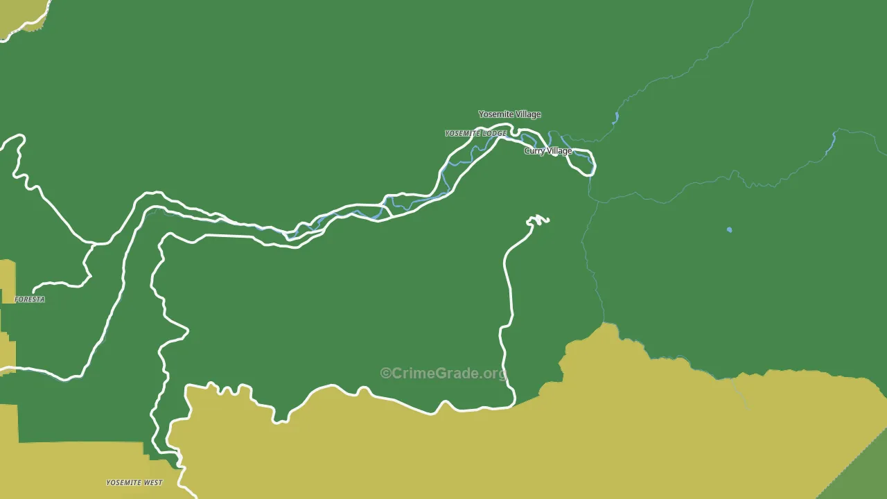 Yosemite National Park, CA Map of Vehicle Theft Rates