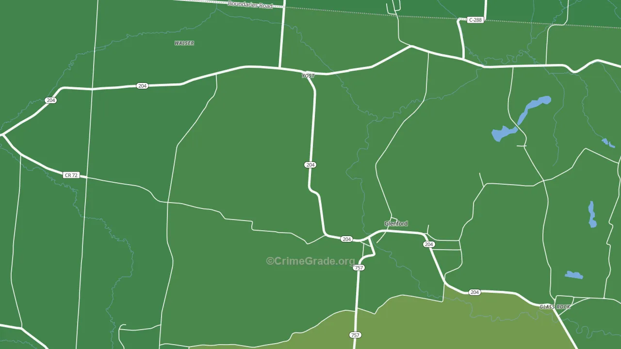 Yost, OH Map of Vehicle Theft Rates
