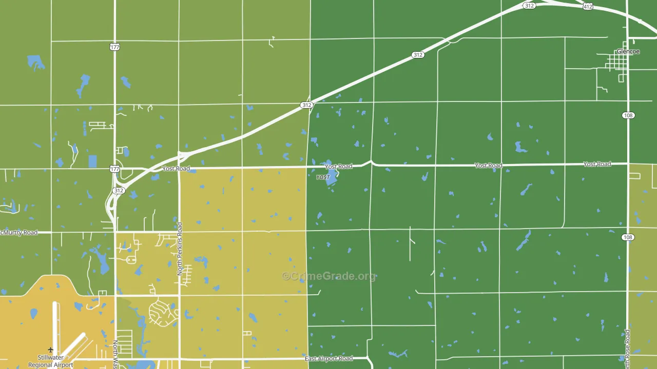 Yost, OK Map of Vehicle Theft Rates