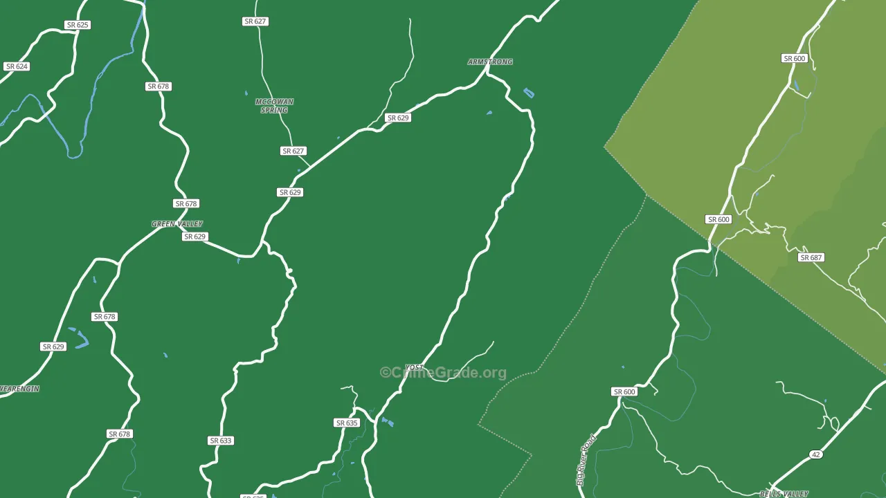 Yost, VA Map of Vehicle Theft Rates