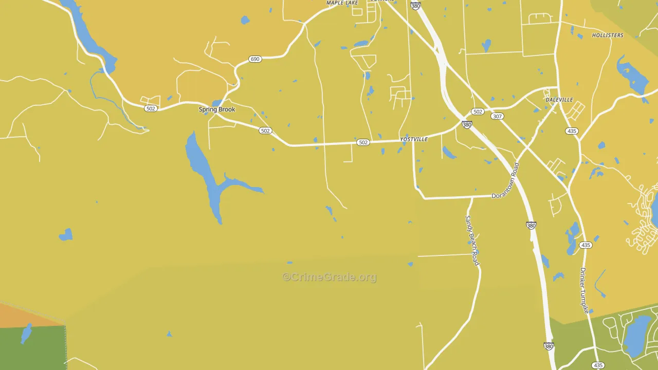 Yostville, PA Map of Vehicle Theft Rates