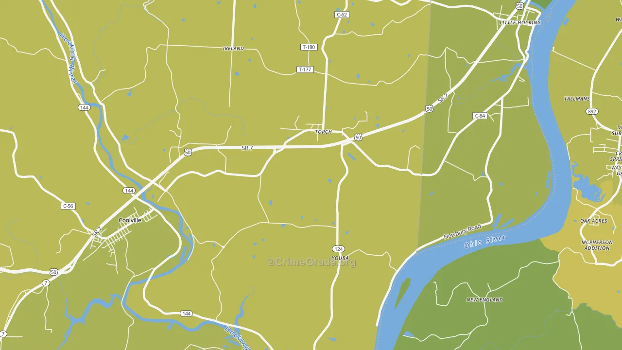 Youba, OH Map of Vehicle Theft Rates