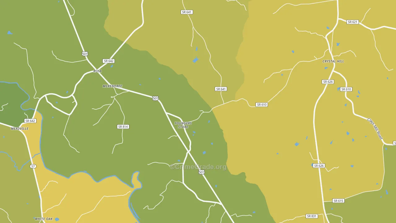 Youngers Store, VA Map of Vehicle Theft Rates