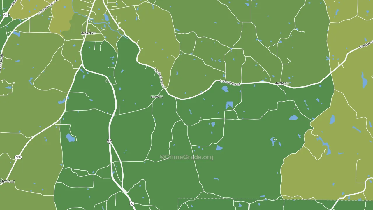 Youngs, GA Map of Vehicle Theft Rates