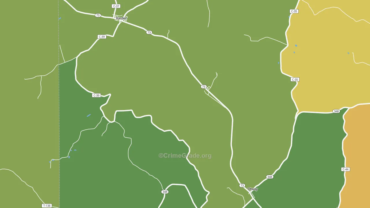 Youngs, OH Map of Vehicle Theft Rates
