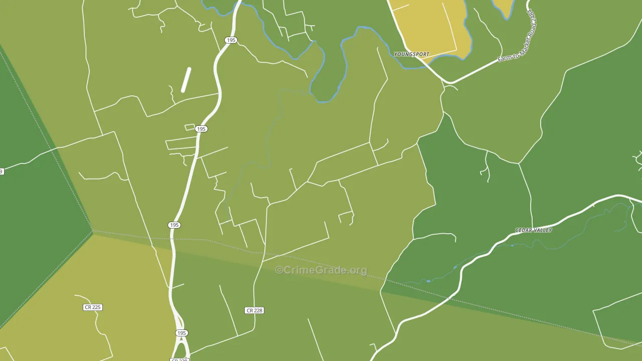 Youngsport, TX Map of Vehicle Theft Rates