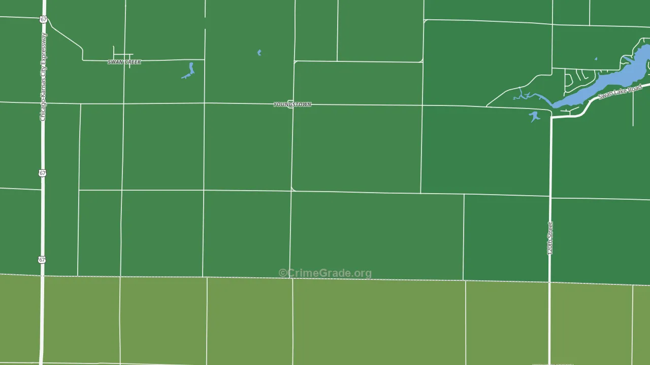 Youngstown, IL Map of Vehicle Theft Rates