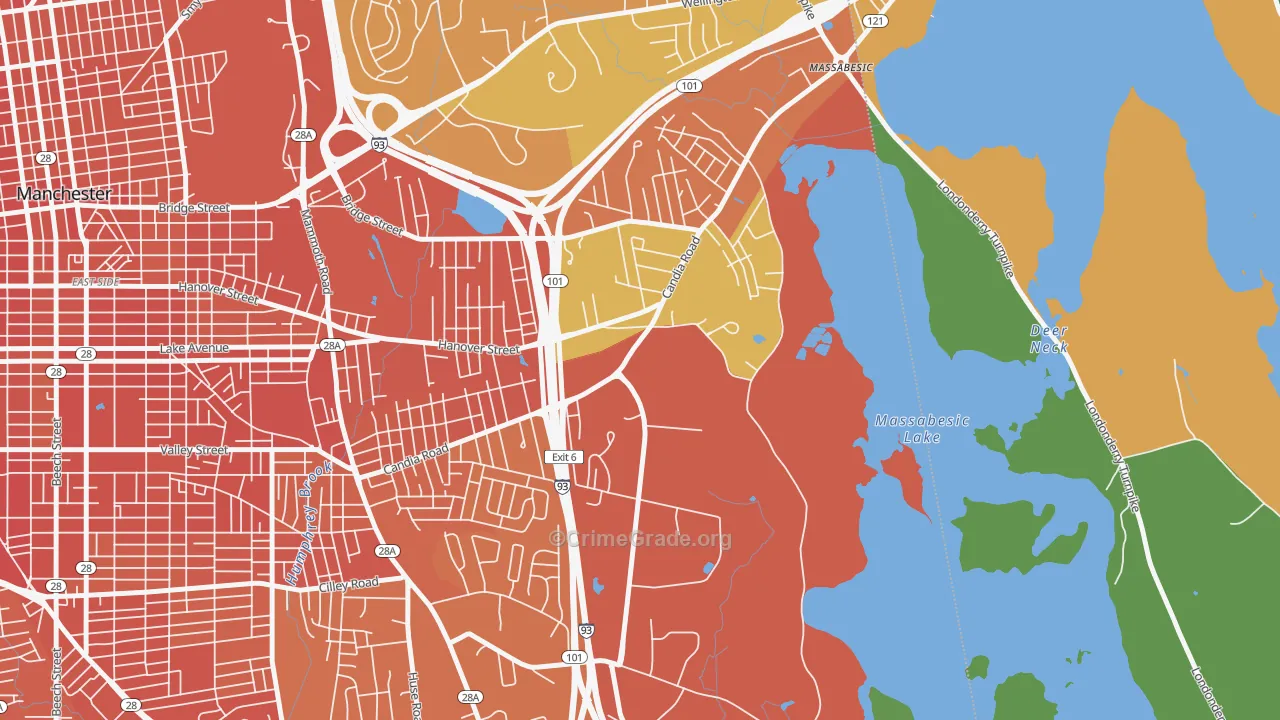 Youngsville, Manchester, NH Map of Vehicle Theft Rates