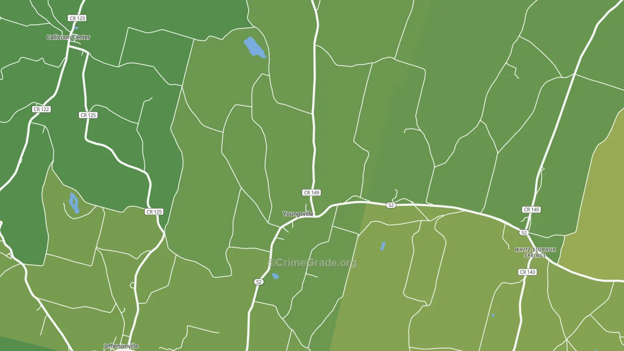Youngsville, NY Map of Vehicle Theft Rates
