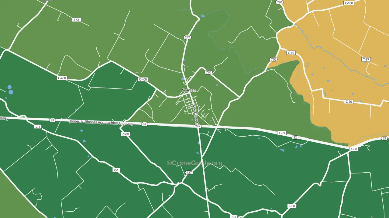 Youngsville, OH Map of Vehicle Theft Rates