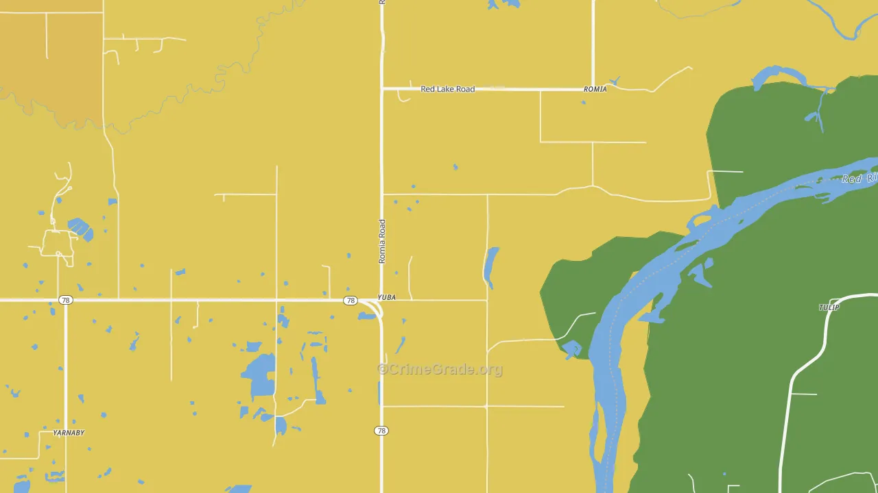 Yuba, OK Map of Vehicle Theft Rates