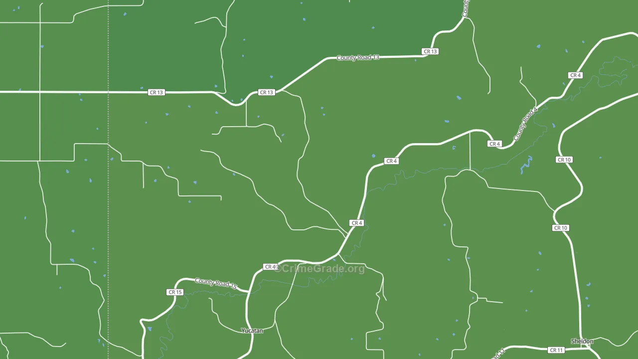 Yucatan, MN Map of Vehicle Theft Rates