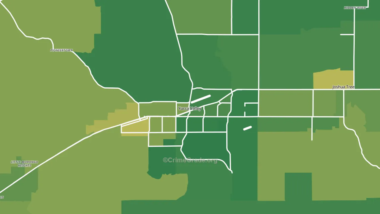 Yucca Valley, CA Map of Vehicle Theft Rates