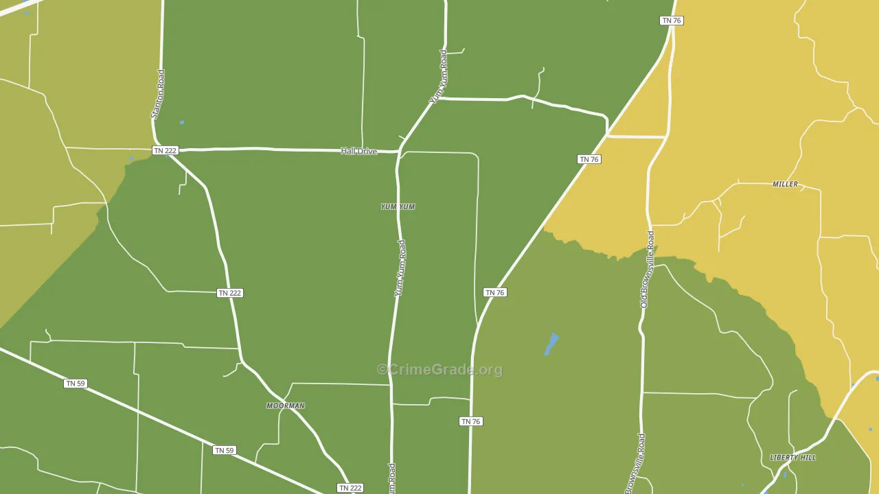 Yum Yum, TN Map of Vehicle Theft Rates