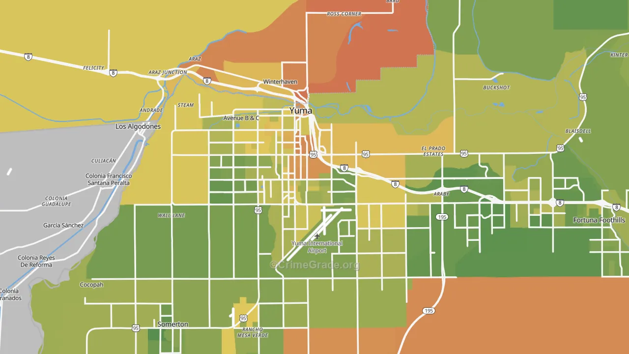Yuma, AZ Map of Vehicle Theft Rates