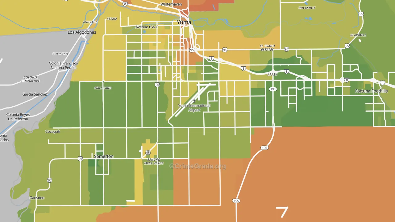Yuma County, AZ Map of Vehicle Theft Rates