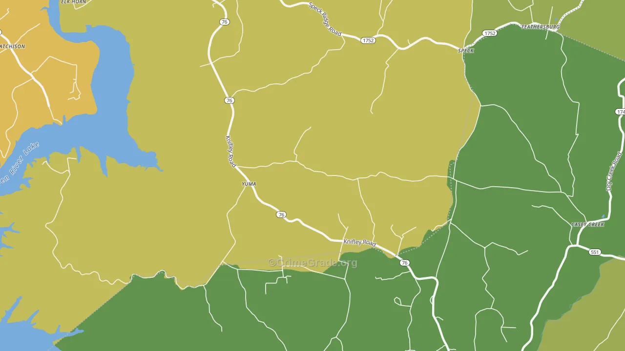 Yuma, KY Map of Vehicle Theft Rates