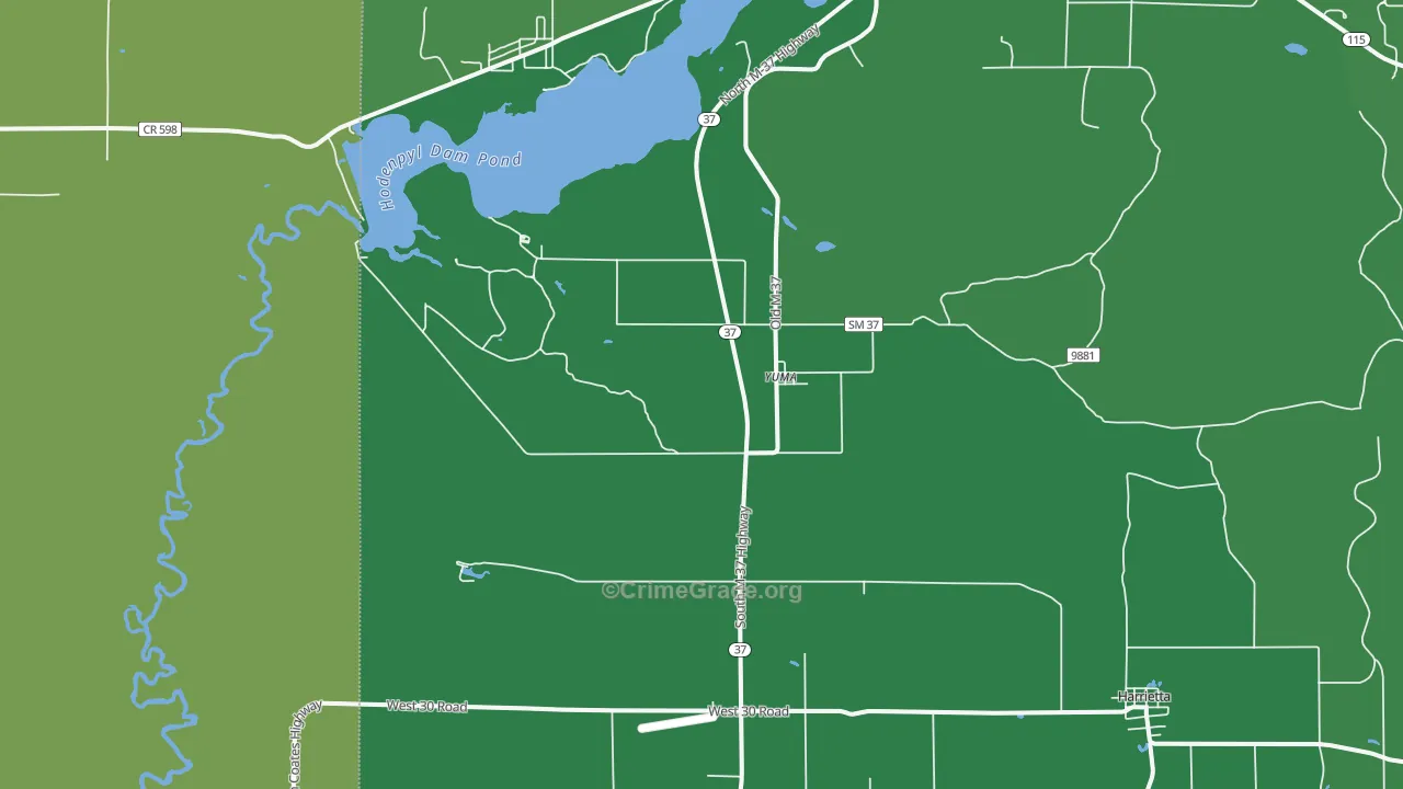 Yuma, MI Map of Vehicle Theft Rates
