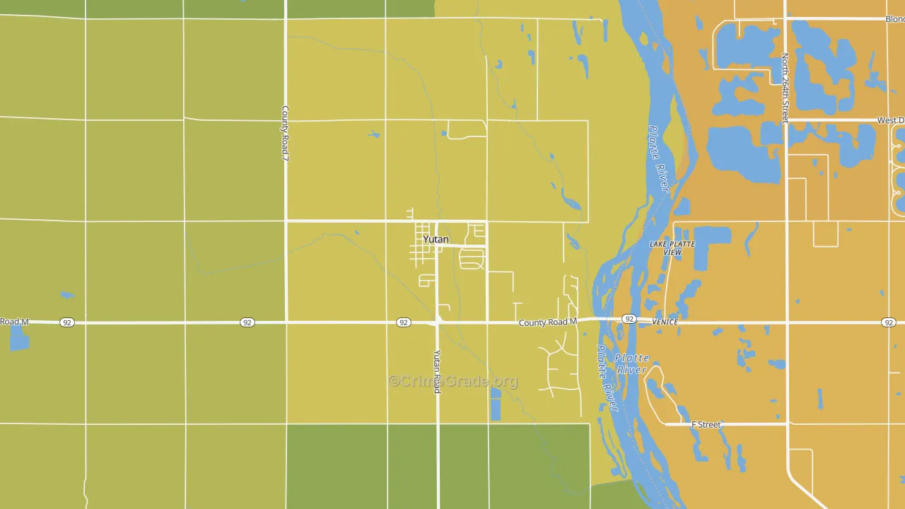 Yutan, NE Map of Vehicle Theft Rates