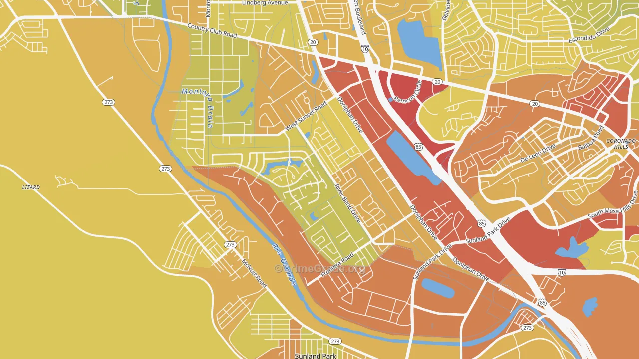 Zach White, El Paso, TX Map of Vehicle Theft Rates