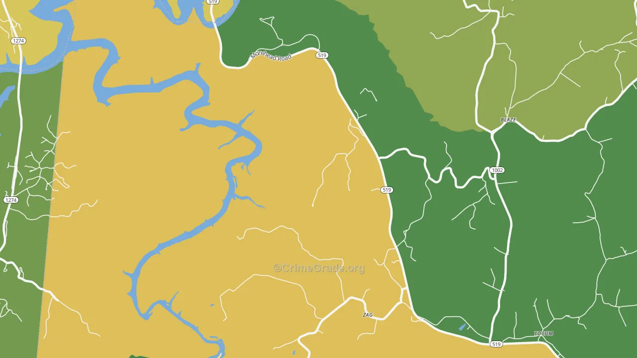 Zag, KY Map of Vehicle Theft Rates