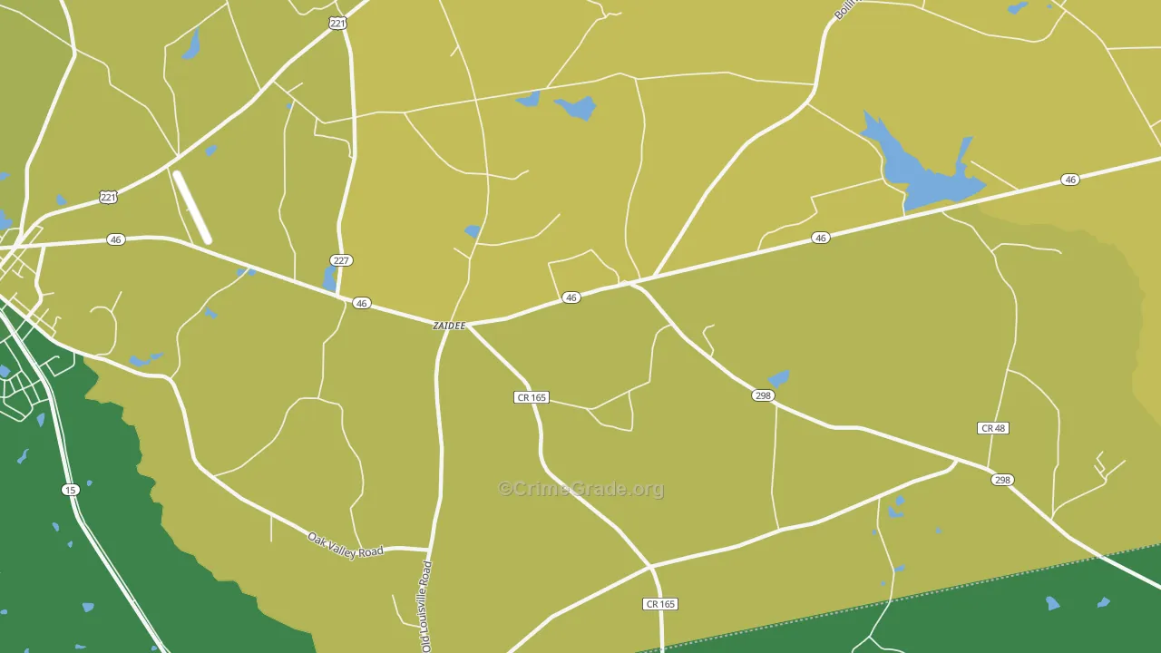 Zaidee, GA Map of Vehicle Theft Rates