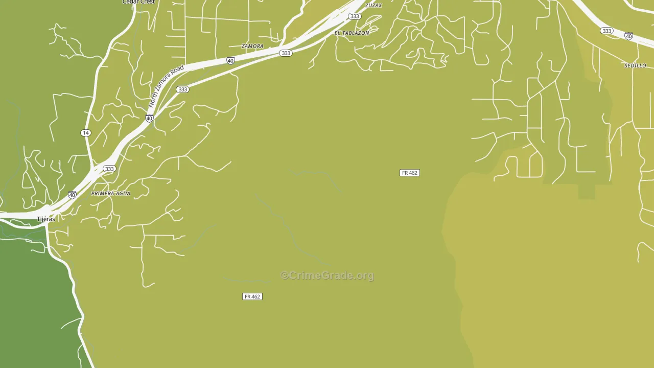 Zamora, NM Map of Vehicle Theft Rates