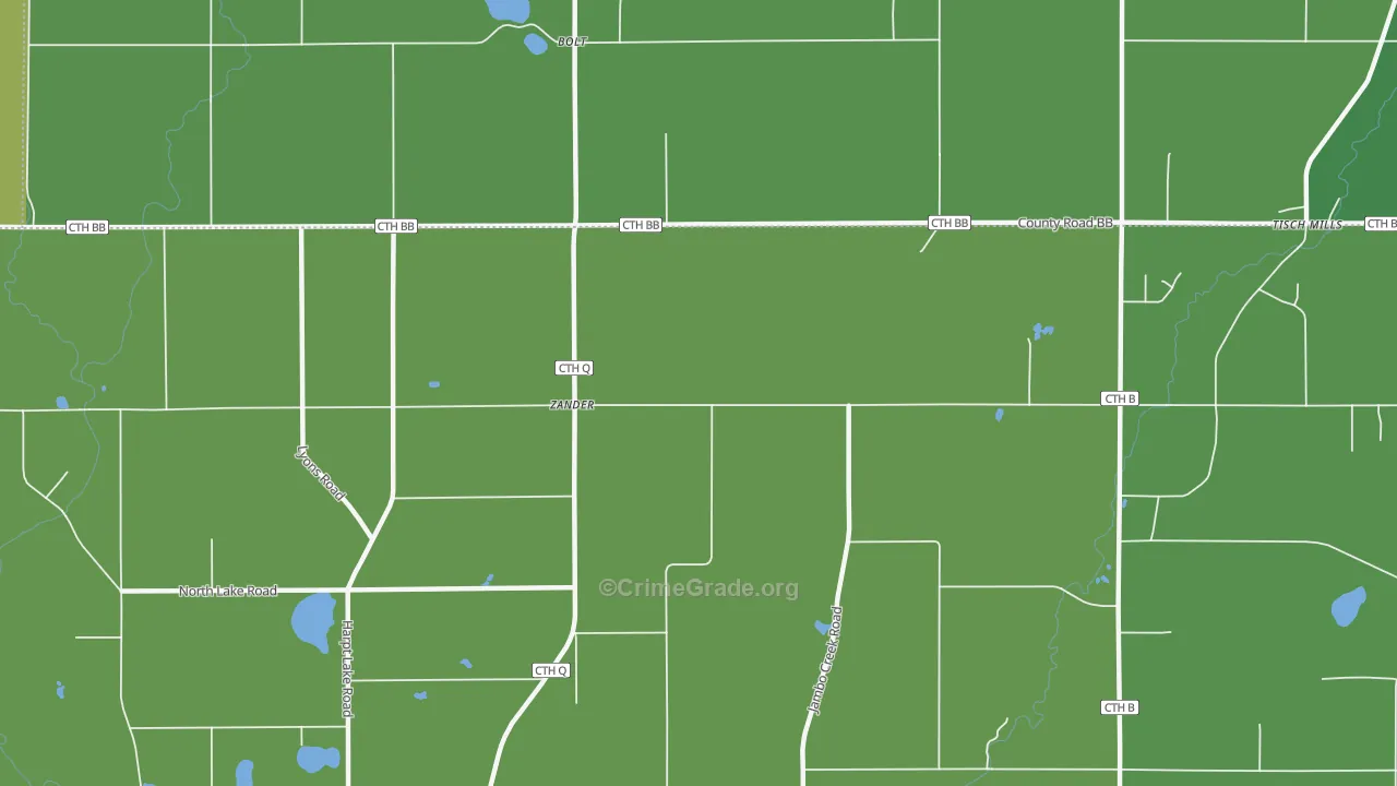 Zander, WI Map of Vehicle Theft Rates