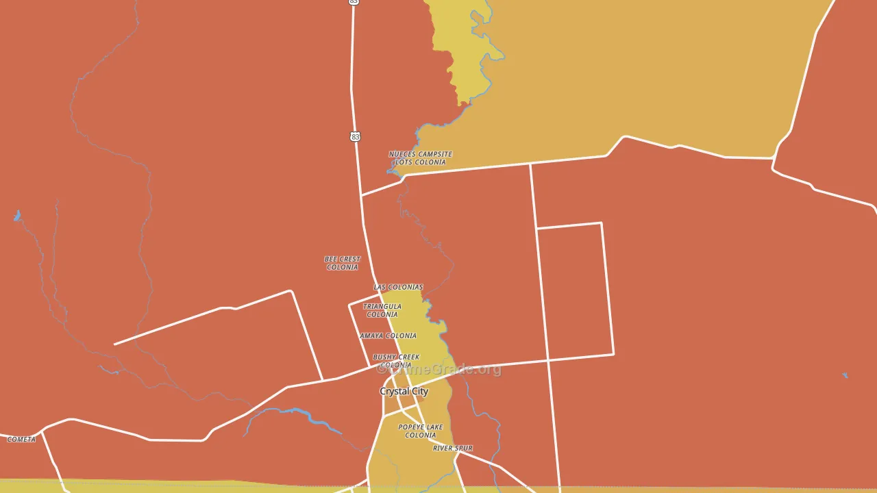 Zavala County, TX Map of Vehicle Theft Rates