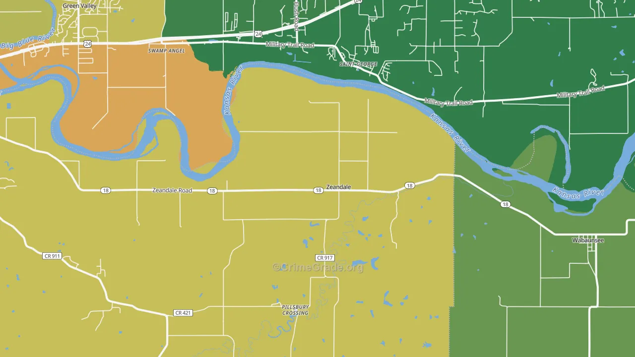 Zeandale, KS Map of Vehicle Theft Rates