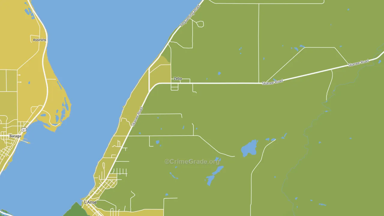 Zeba, MI Map of Vehicle Theft Rates