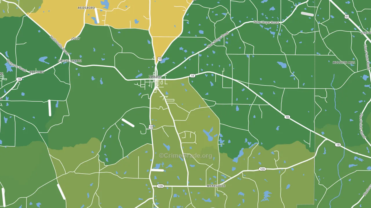 Zebulon, GA Map of Vehicle Theft Rates