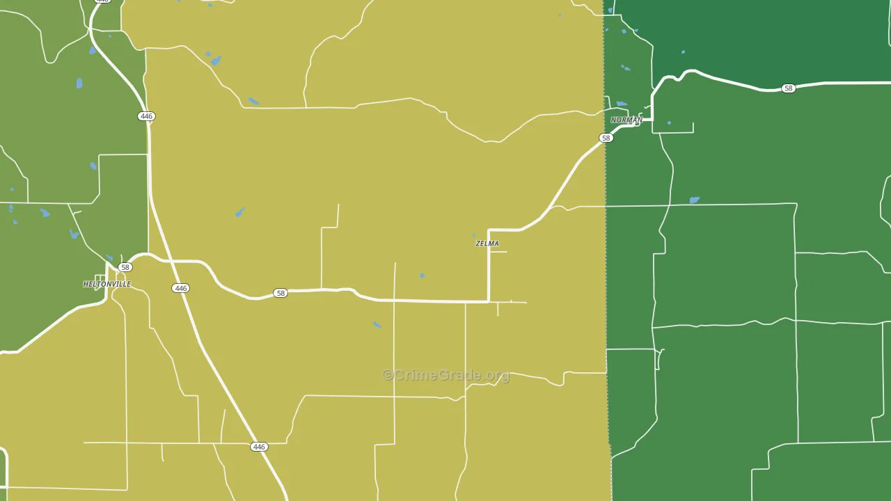 Zelma, IN Map of Vehicle Theft Rates
