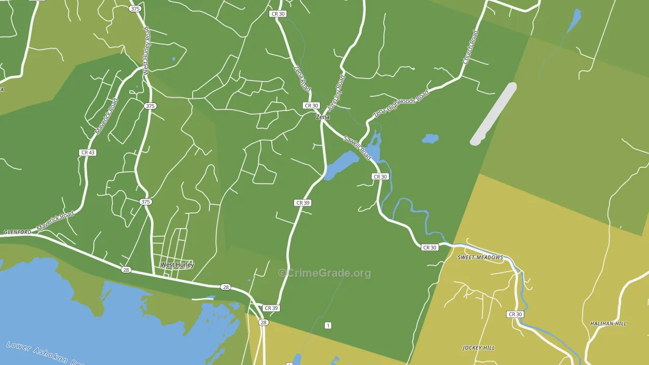 Zena, NY Map of Vehicle Theft Rates
