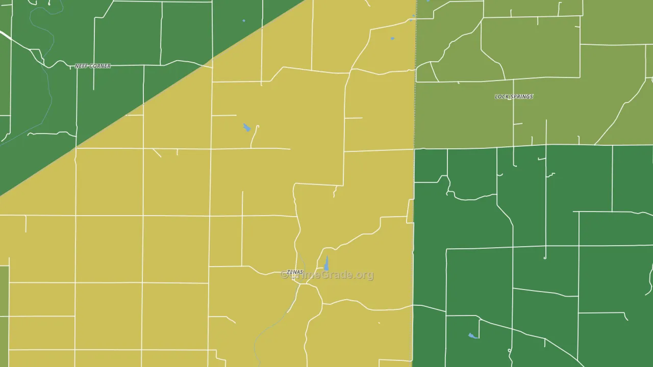 Zenas, IN Map of Vehicle Theft Rates