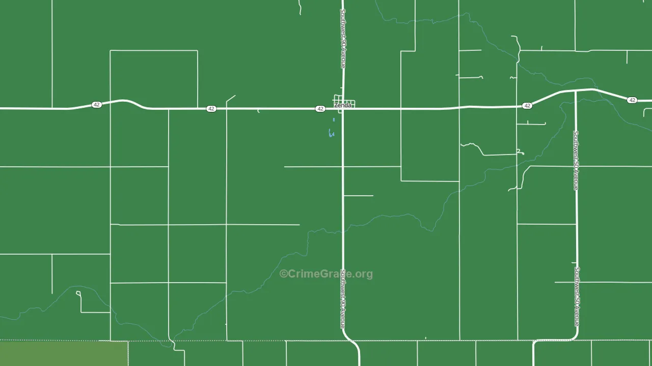 Zenda, KS Map of Vehicle Theft Rates